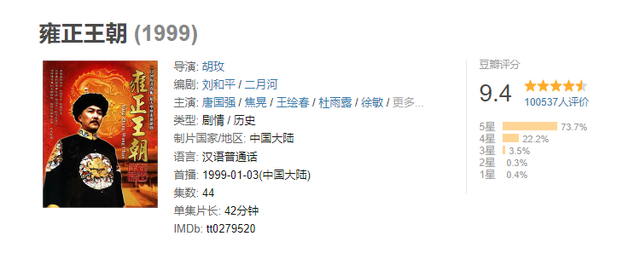给过去30年“最好的历史剧”排个名，康熙王朝垫底，三国演义第二