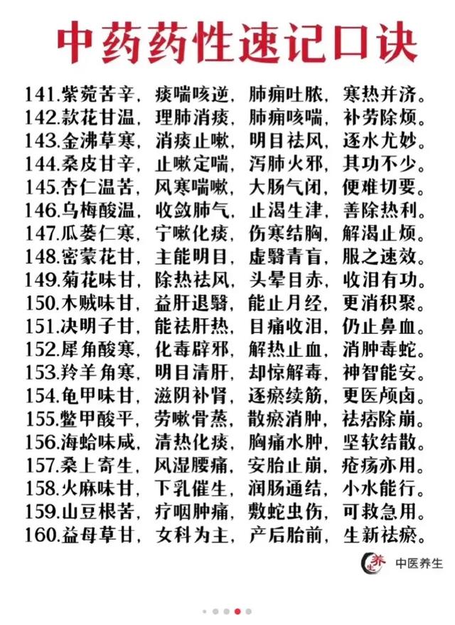 不懂药性不会用药，看看这个中药药性速记口诀！
